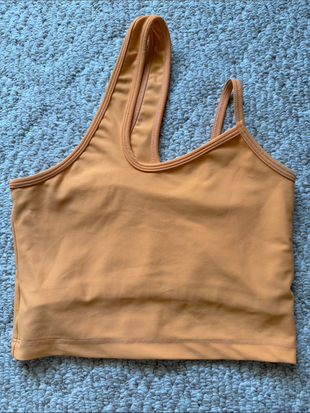 Asymmetrical Peach Crop Sports Bralette